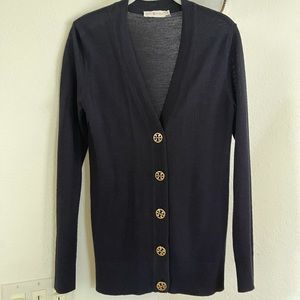 NWOT Tory Burch navy button-up cardigan